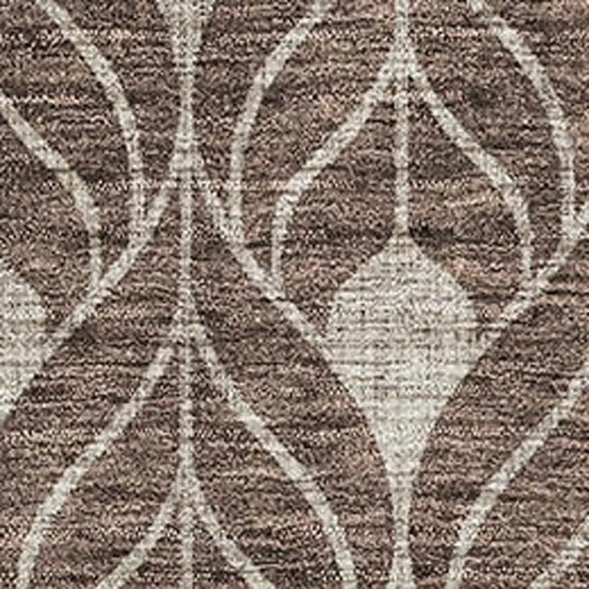 Brown And Beige Geometric Washable Area Rug With UV Protection Photo 2