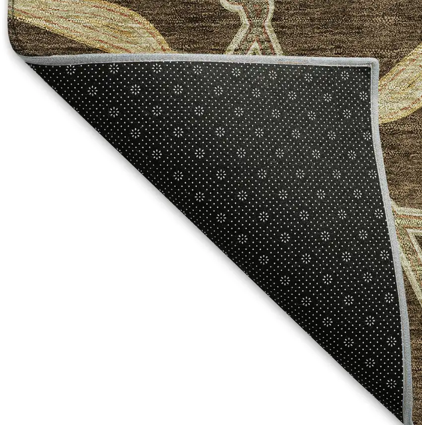 Brown And Beige Geometric Washable Area Rug With UV Protection Photo 5