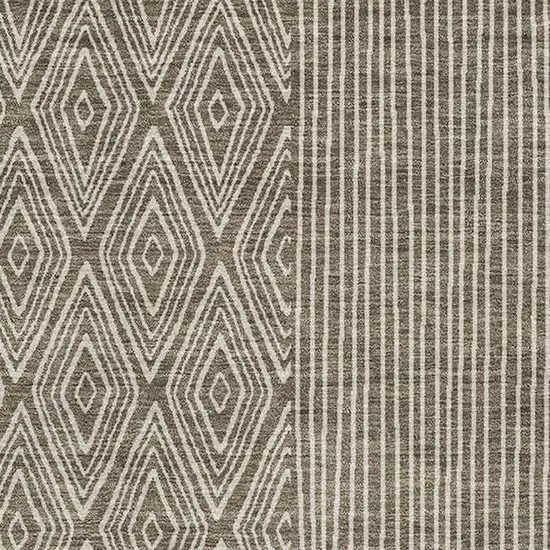 Brown And Beige Geometric Washable Area Rug With UV Protection Photo 2