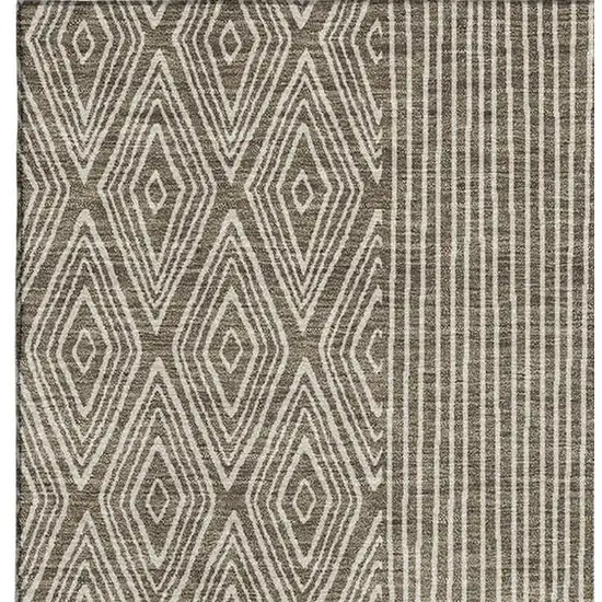 Brown And Beige Geometric Washable Area Rug With UV Protection Photo 2