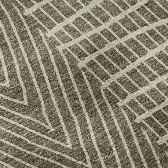 Brown And Beige Geometric Washable Area Rug With UV Protection Photo 9