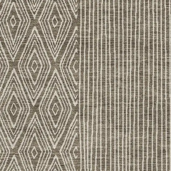 Brown And Beige Geometric Washable Area Rug With UV Protection Photo 2