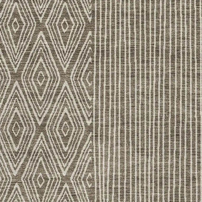 Brown And Beige Geometric Washable Area Rug With UV Protection Photo 2