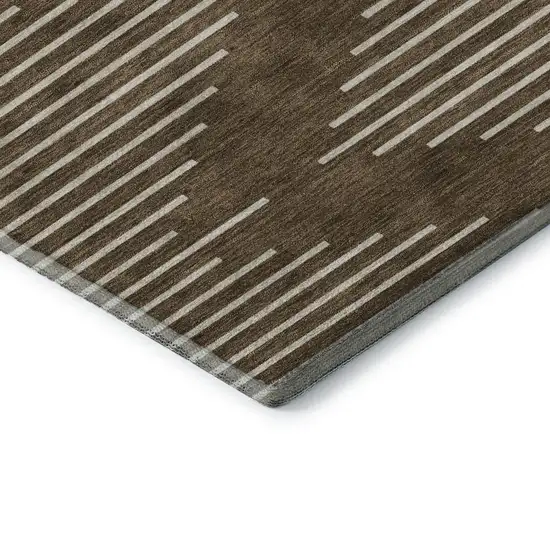 Brown And Beige Geometric Washable Area Rug With UV Protection Photo 7