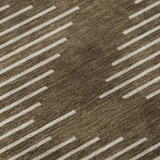 Brown And Beige Geometric Washable Area Rug With UV Protection Photo 9