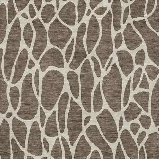 Brown And Beige Geometric Washable Area Rug With UV Protection Photo 2