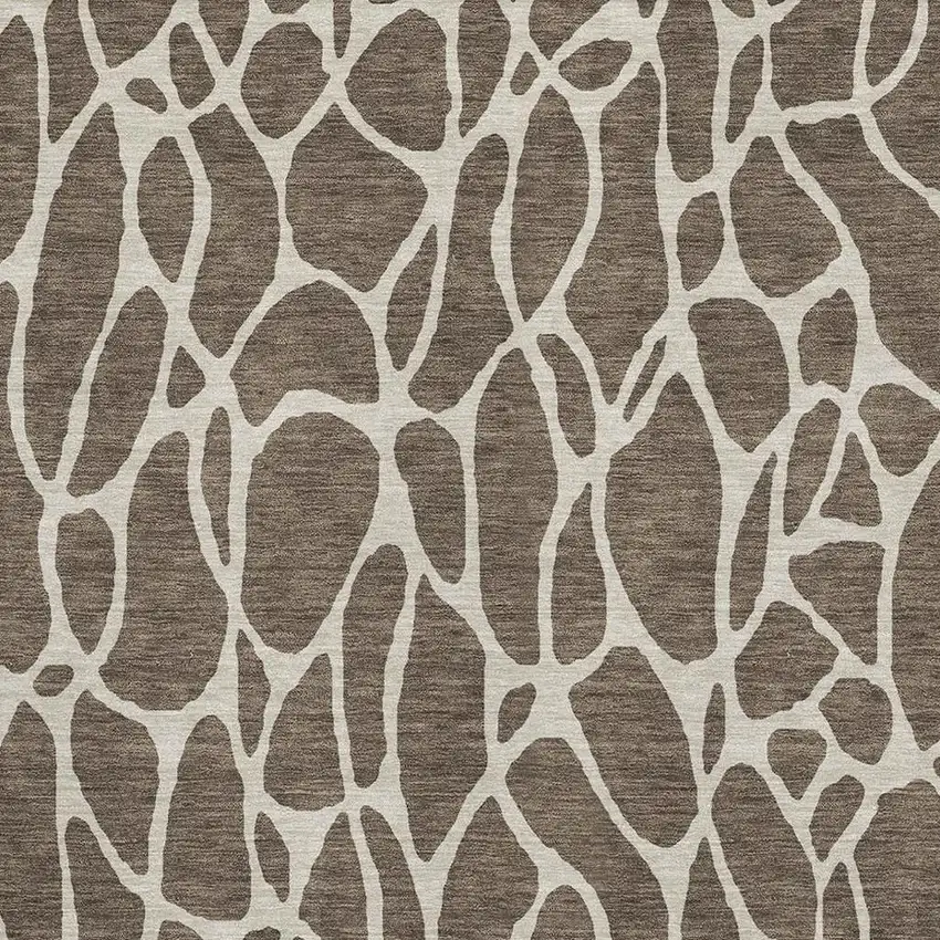 Brown And Beige Geometric Washable Area Rug With UV Protection Photo 2