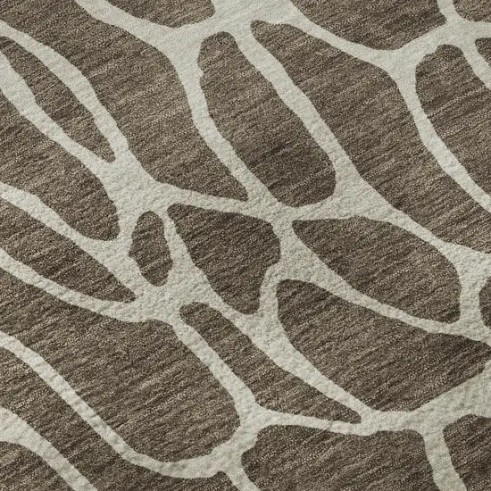 Brown And Beige Geometric Washable Area Rug With UV Protection Photo 9