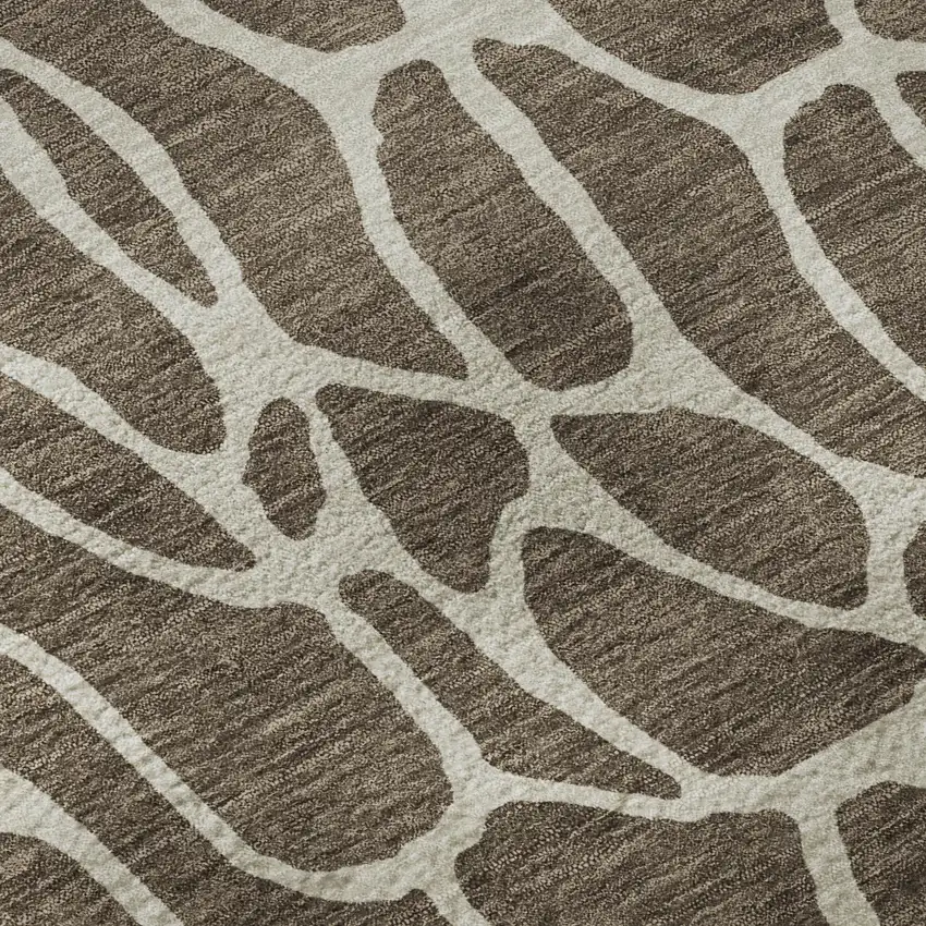 Brown And Beige Geometric Washable Area Rug With UV Protection Photo 9