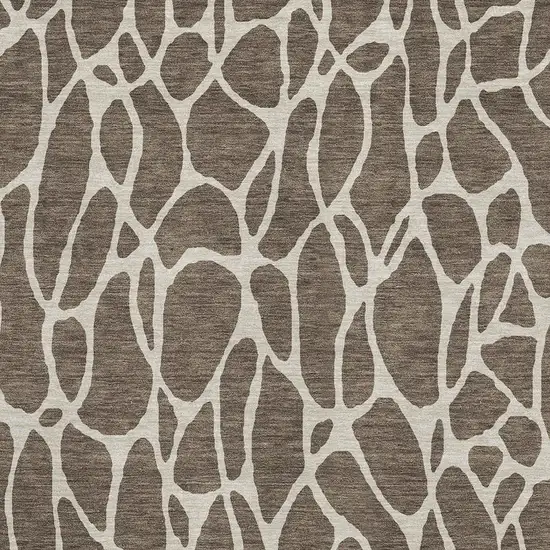 Brown And Beige Geometric Washable Area Rug With UV Protection Photo 2