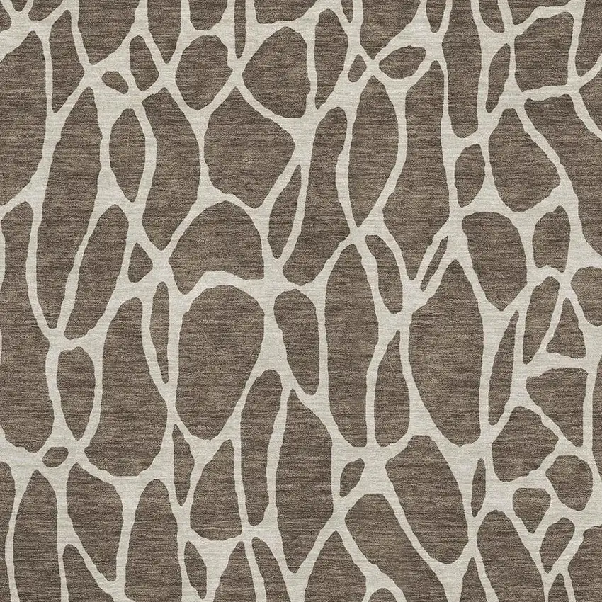 Brown And Beige Geometric Washable Area Rug With UV Protection Photo 2