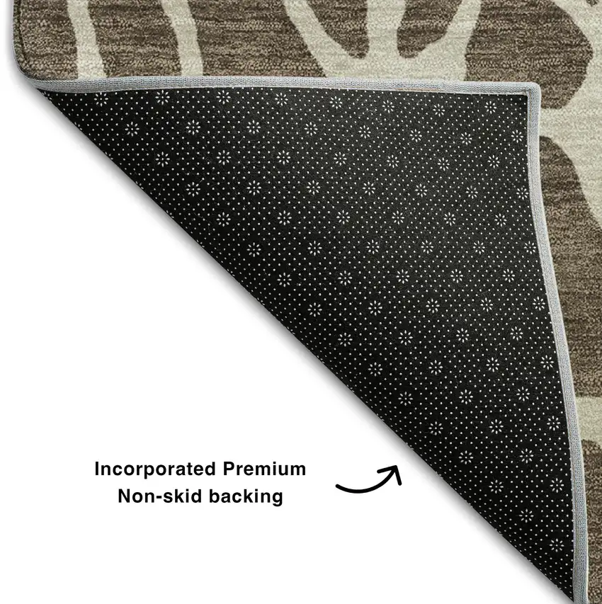 Brown And Beige Geometric Washable Area Rug With UV Protection Photo 6