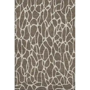Photo of Brown And Beige Geometric Washable Area Rug With UV Protection