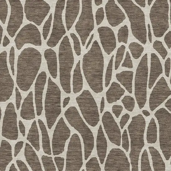 Brown And Beige Geometric Washable Area Rug With UV Protection Photo 2