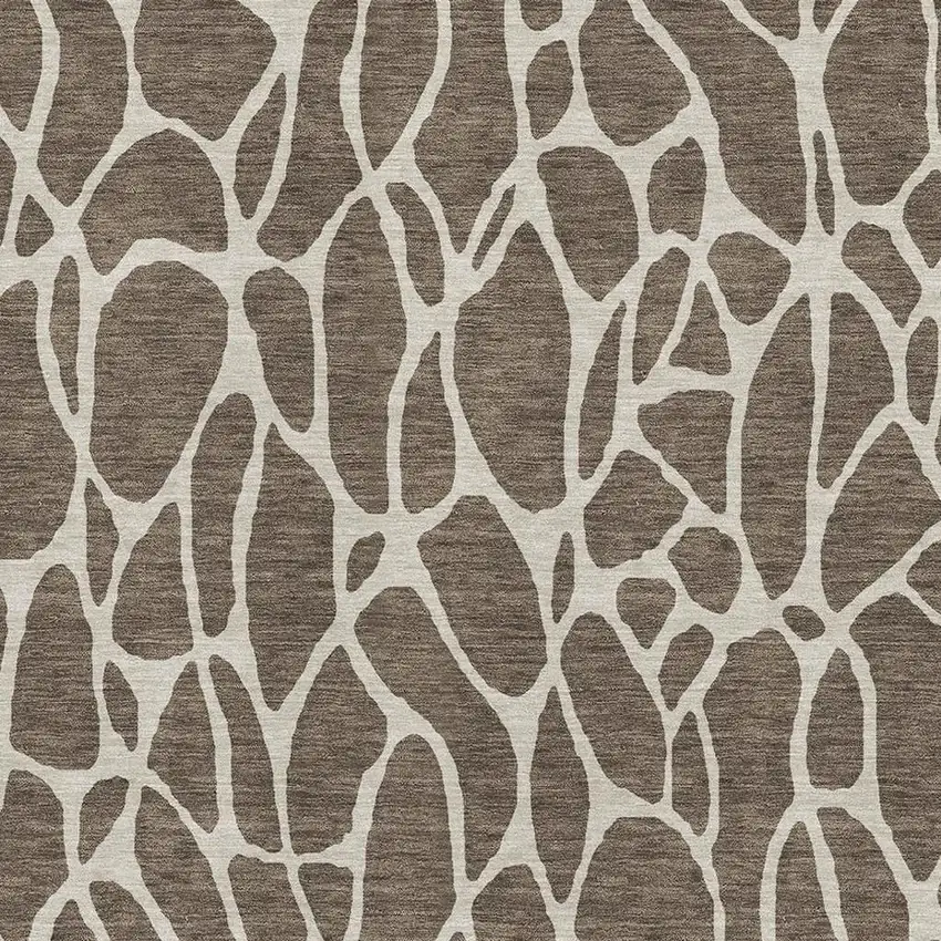 Brown And Beige Geometric Washable Area Rug With UV Protection Photo 2