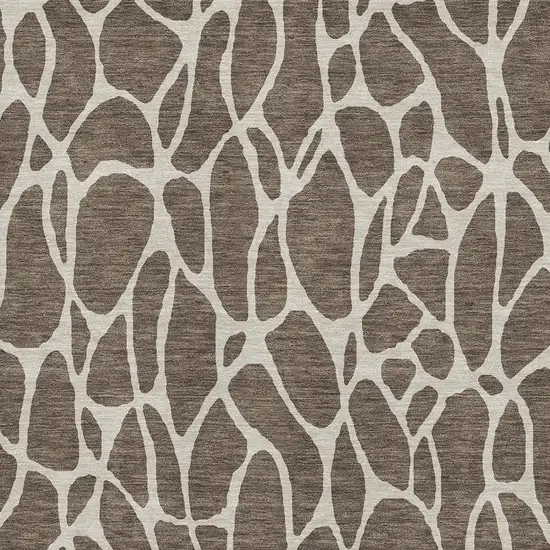 Brown And Beige Geometric Washable Area Rug With UV Protection Photo 2