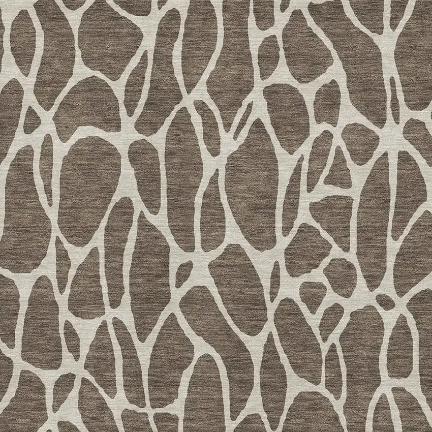 Brown And Beige Geometric Washable Area Rug With UV Protection Photo 2