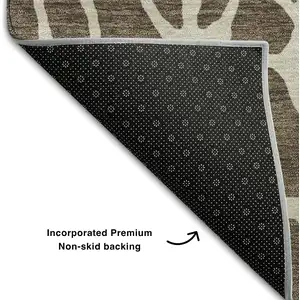 Photo of Brown And Beige Geometric Washable Area Rug With UV Protection