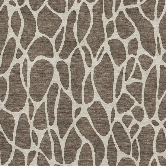 Brown And Beige Geometric Washable Area Rug With UV Protection Photo 2