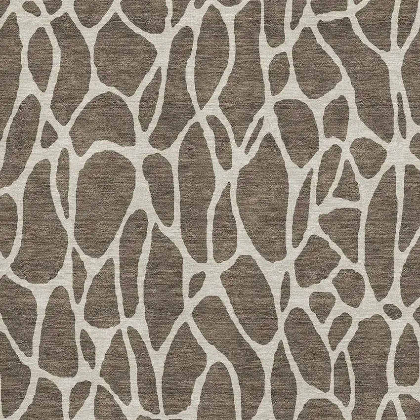 Brown And Beige Geometric Washable Area Rug With UV Protection Photo 2