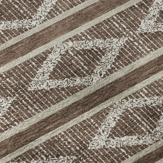 Brown And Beige Geometric Washable Area Rug With UV Protection Photo 8