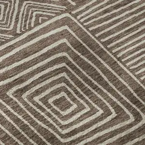 Photo of Brown And Beige Geometric Washable Area Rug With UV Protection