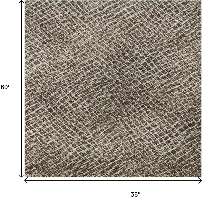 Brown And Beige Geometric Washable Area Rug With UV Protection Photo 9