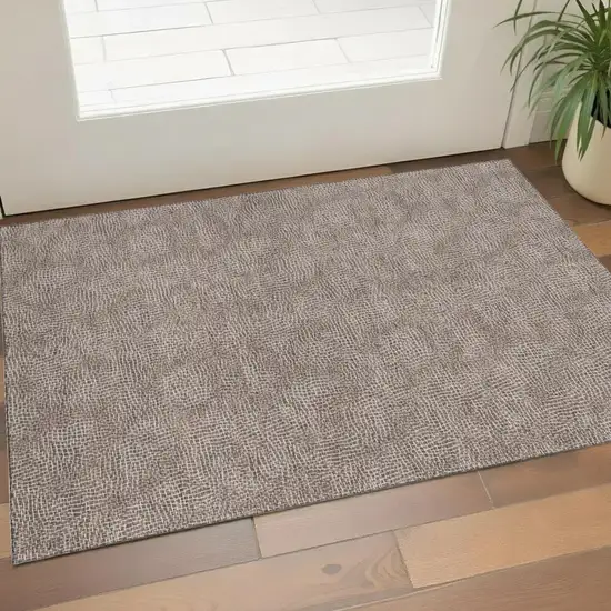 Brown And Beige Geometric Washable Area Rug With UV Protection Photo 1