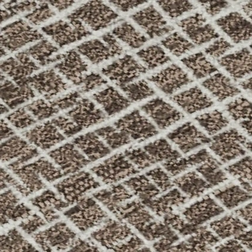 Brown And Beige Geometric Washable Area Rug With UV Protection Photo 2