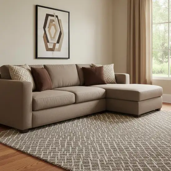 Brown And Beige Geometric Washable Area Rug With UV Protection Photo 2