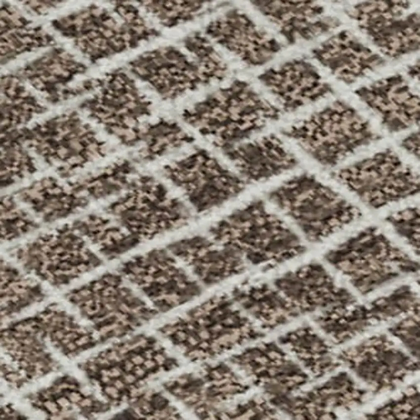 Brown And Beige Geometric Washable Area Rug With UV Protection Photo 2