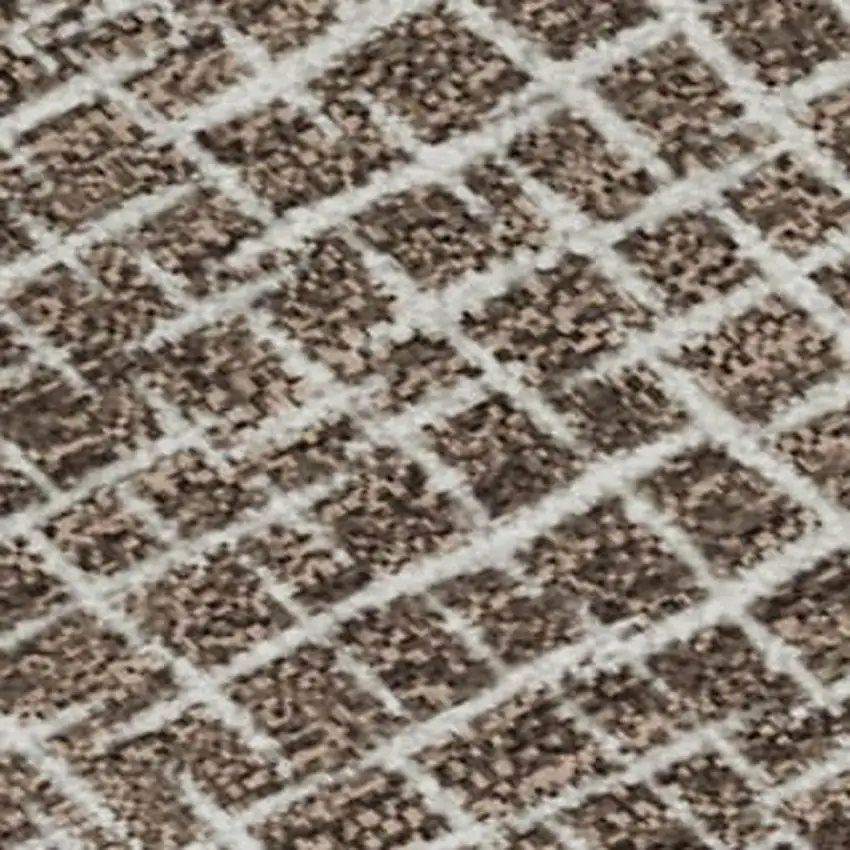 Brown And Beige Geometric Washable Area Rug With UV Protection Photo 2