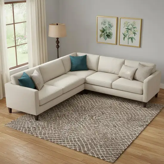 Brown And Beige Geometric Washable Area Rug With UV Protection Photo 2