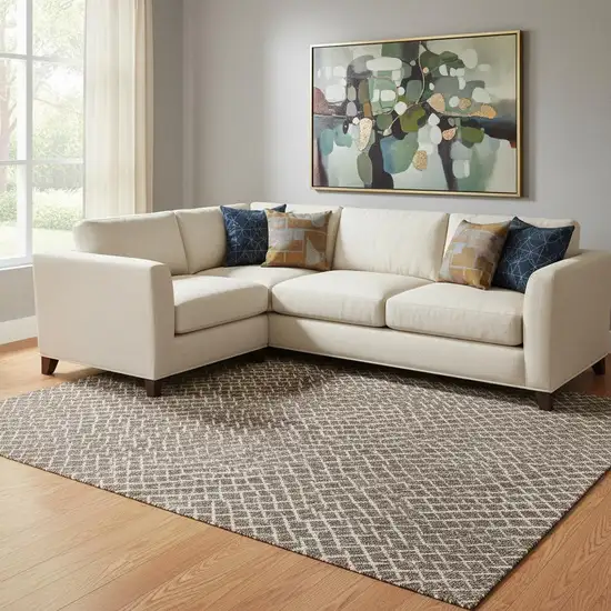 Brown And Beige Geometric Washable Area Rug With UV Protection Photo 2