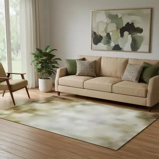 Brown And Beige Geometric Washable Area Rug With UV Protection Photo 2