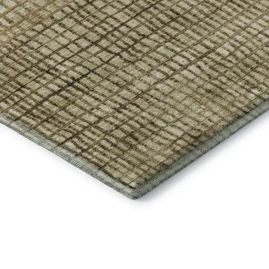 Brown And Beige Geometric Washable Area Rug With UV Protection Photo 7