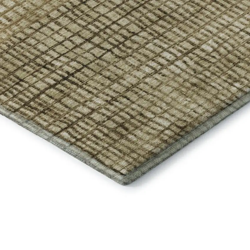 Brown And Beige Geometric Washable Area Rug With UV Protection Photo 7