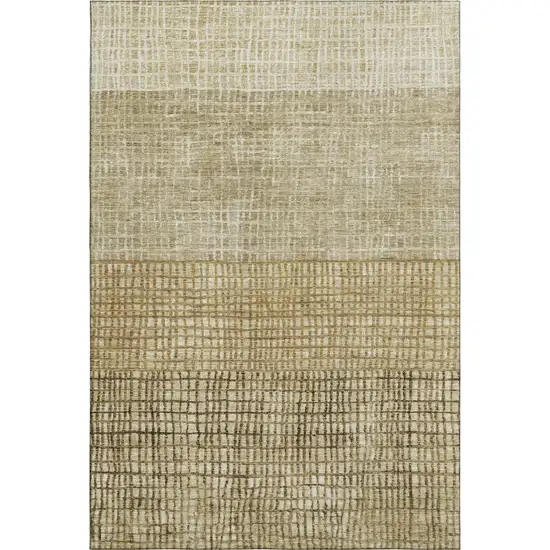 Brown And Beige Geometric Washable Area Rug With UV Protection Photo 5
