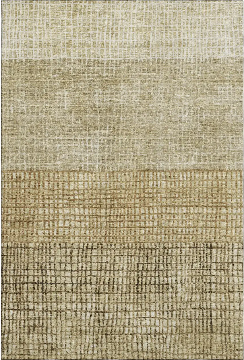 Brown And Beige Geometric Washable Area Rug With UV Protection Photo 5