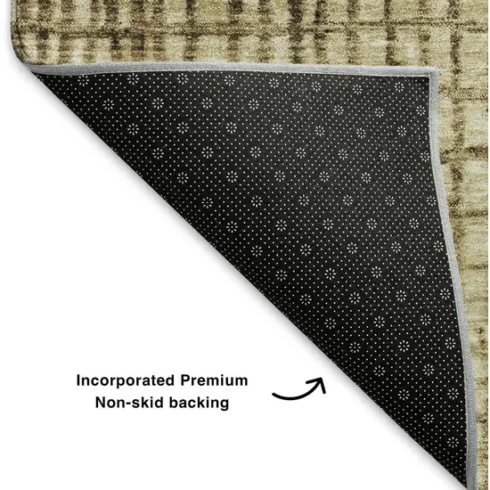 Brown And Beige Geometric Washable Area Rug With UV Protection Photo 6