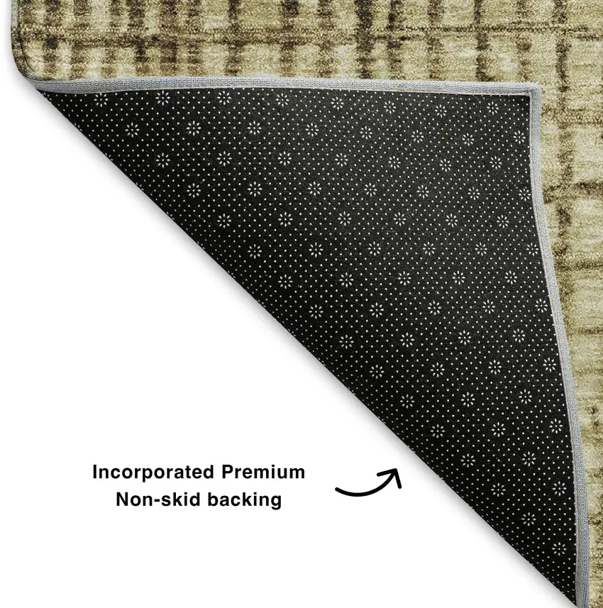 Brown And Beige Geometric Washable Area Rug With UV Protection Photo 6
