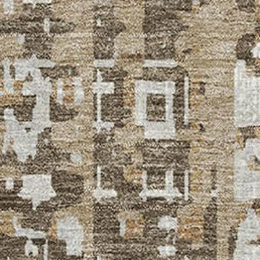 Brown And Beige Geometric Washable Area Rug With UV Protection Photo 3