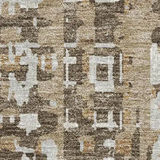Brown And Beige Geometric Washable Area Rug With UV Protection Photo 3