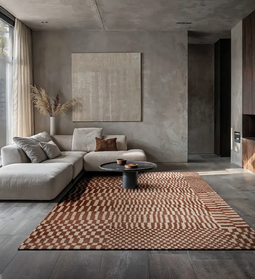 Brown And Beige Geometric Washable Area Rug With UV Protection Photo 4