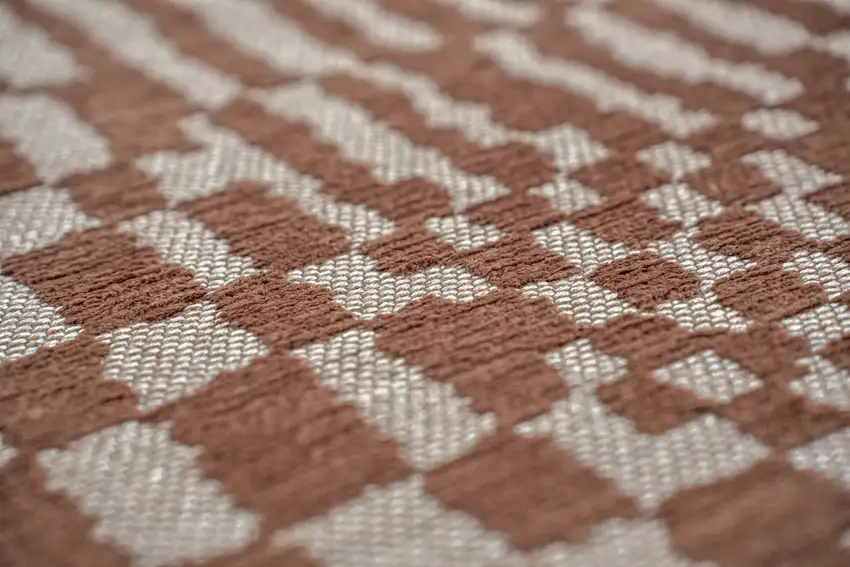 Brown And Beige Geometric Washable Area Rug With UV Protection Photo 8