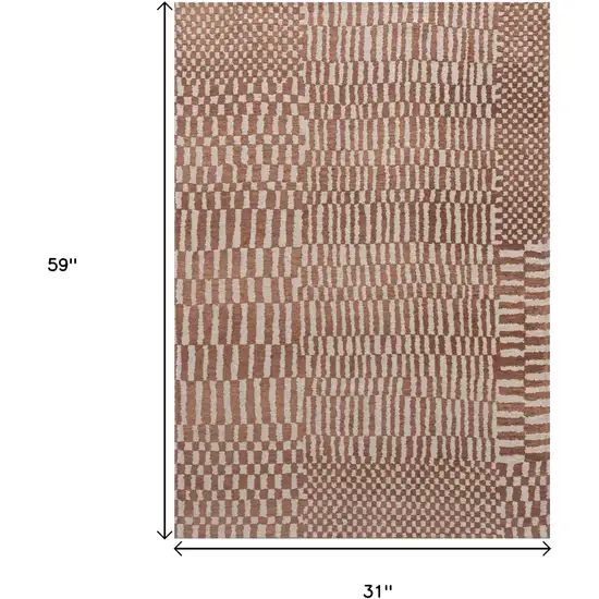 Brown And Beige Geometric Washable Area Rug With UV Protection Photo 9