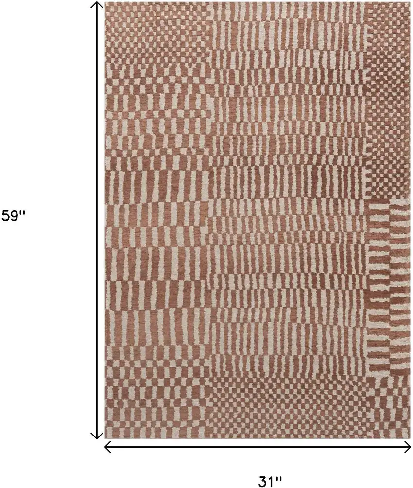Brown And Beige Geometric Washable Area Rug With UV Protection Photo 9
