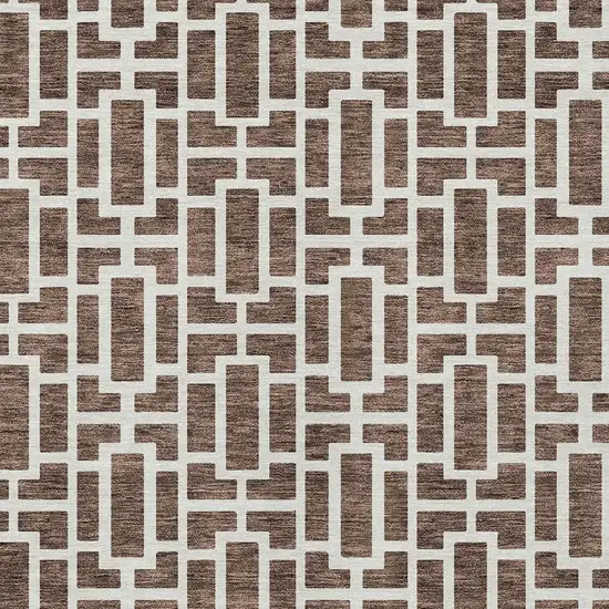 Brown And Beige Geometric Washable Indoor Outdoor Area Rug Photo 7