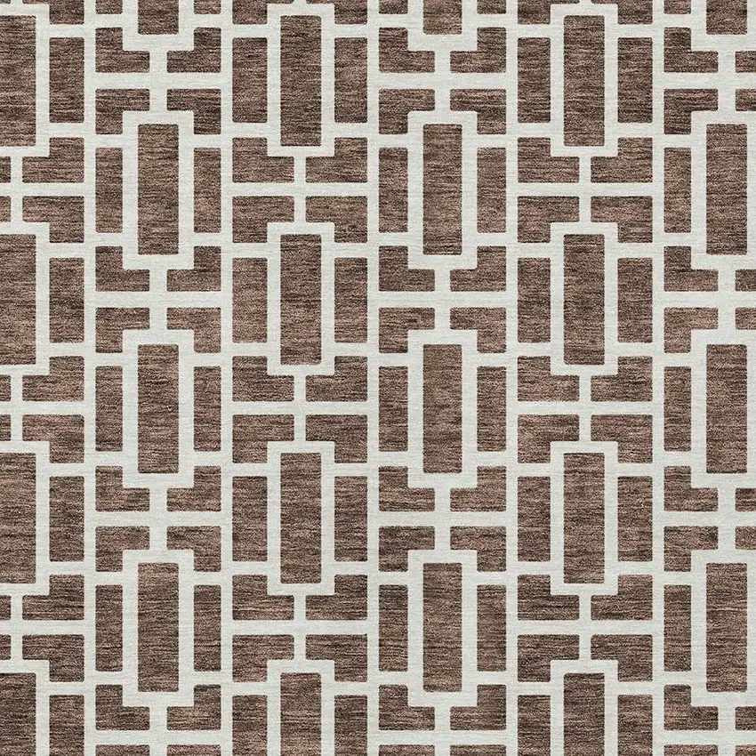 Brown And Beige Geometric Washable Indoor Outdoor Area Rug Photo 7
