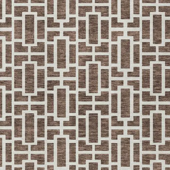 Brown And Beige Geometric Washable Indoor Outdoor Area Rug Photo 7